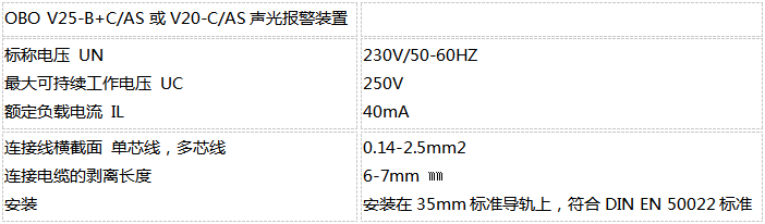 OBO聲光報警浪涌保護器技術(shù)參數(shù)